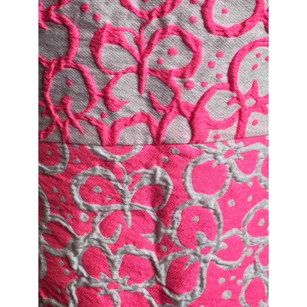 LILLY PULITZER Neon Pink White Floral Jacquard Fit and Flare Dress Size 4 Mini - Picture 5 of 12